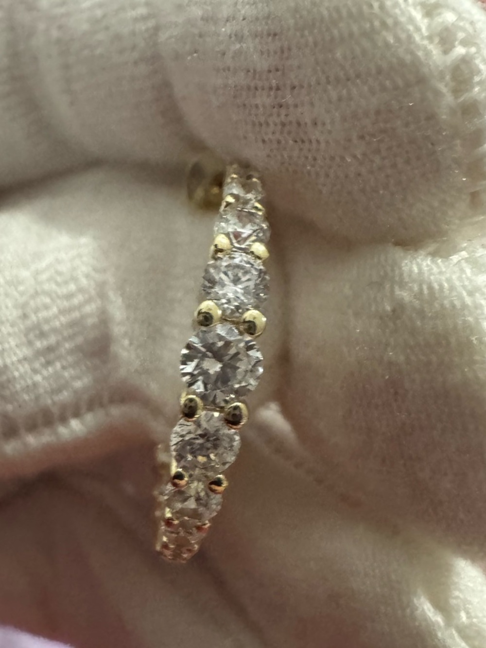 Gold Graduated Diamondette Hoop Earrings 1” - Picture 13 of 15